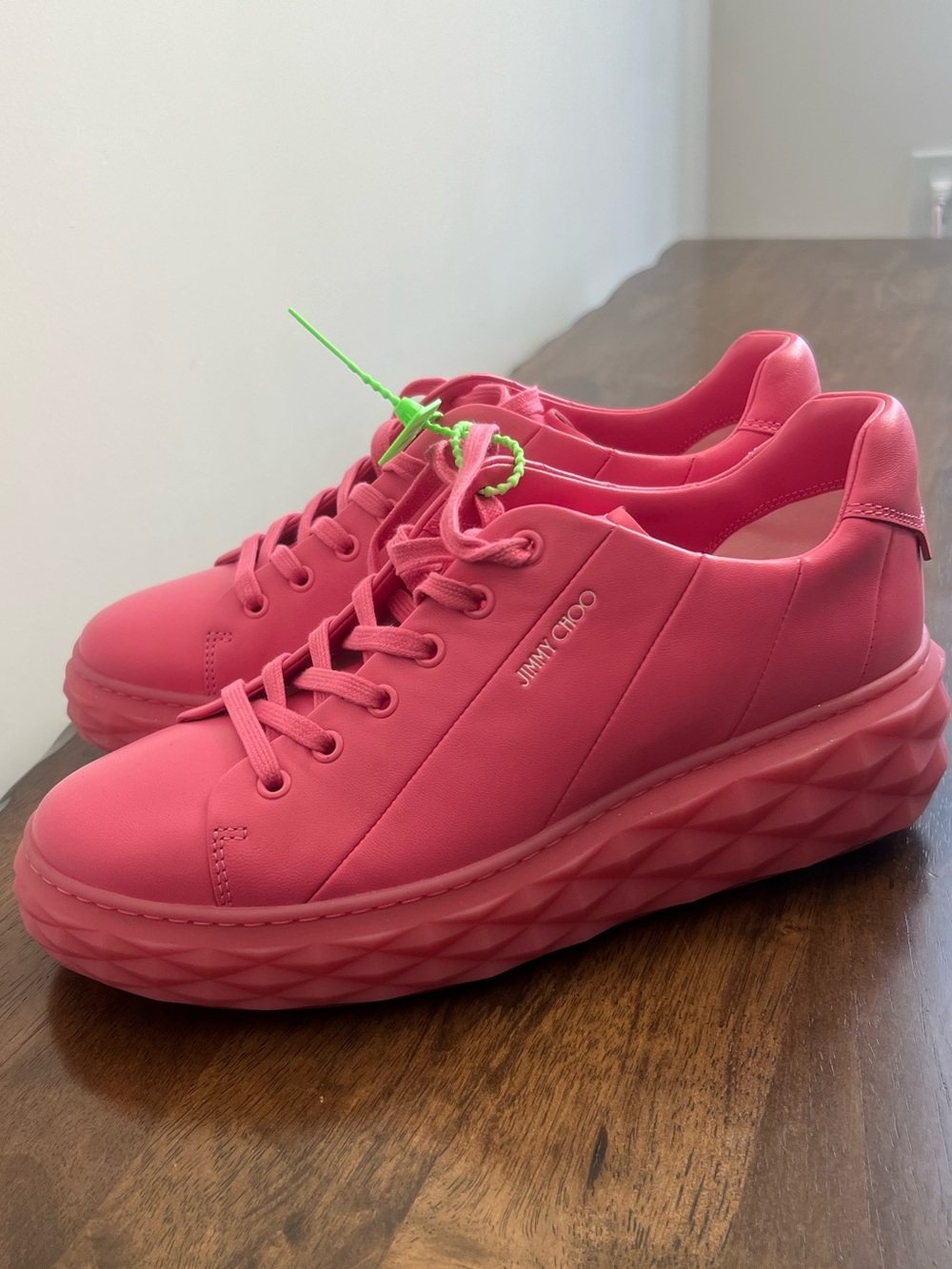 Jimmy Choo Coral Pink Platform Sneakers - Picture 3 of 9